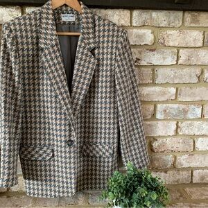 Vintage | Alfred Dunner Women's Neutral Houndstooth Blazer